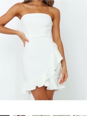 Hello Molly / Touch of Grace White Strapless Ruffle Mini Dress